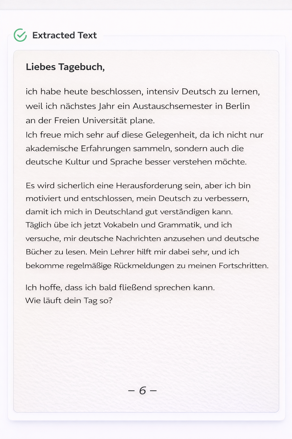 Extracted digitized German text from handwriting OCR