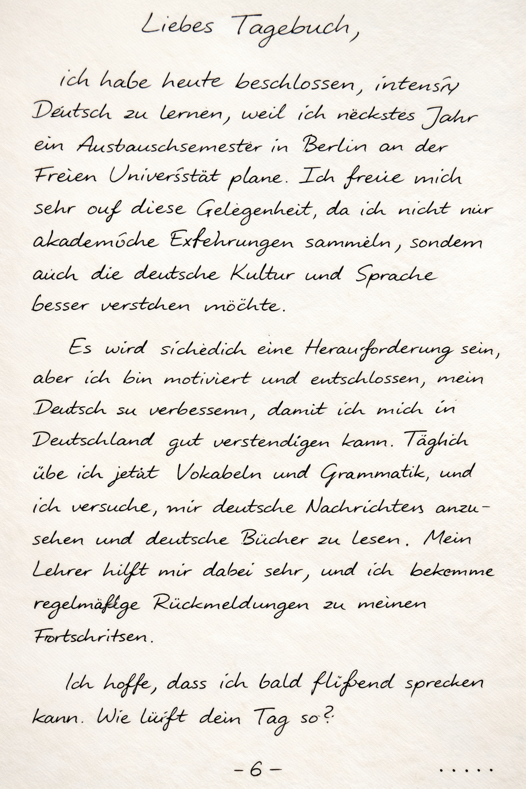 Original German handwritten note